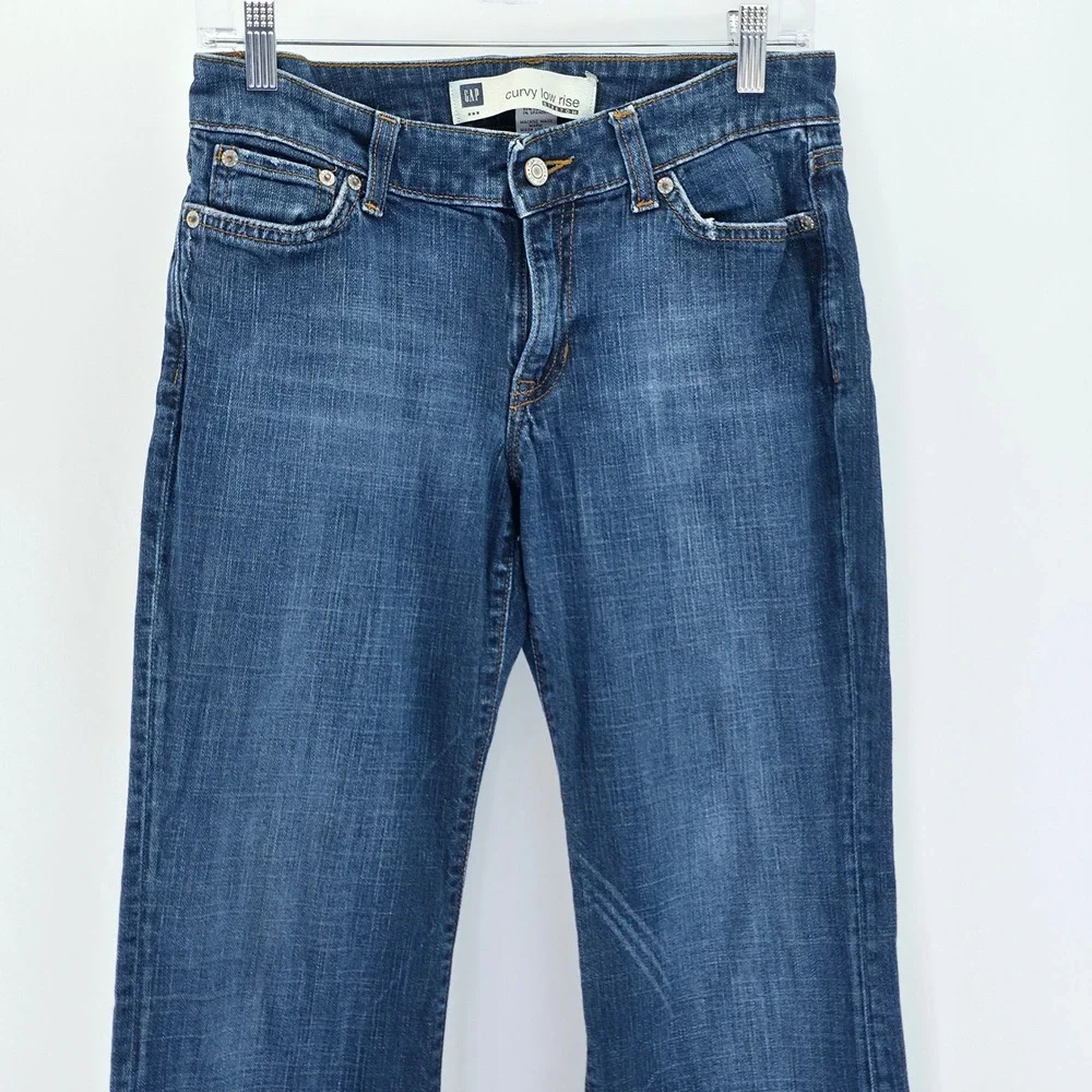 Gap Curvy Low Rise Stretch Jeans Womens 4 Reg Blue Flare Medium Wash 471020-00